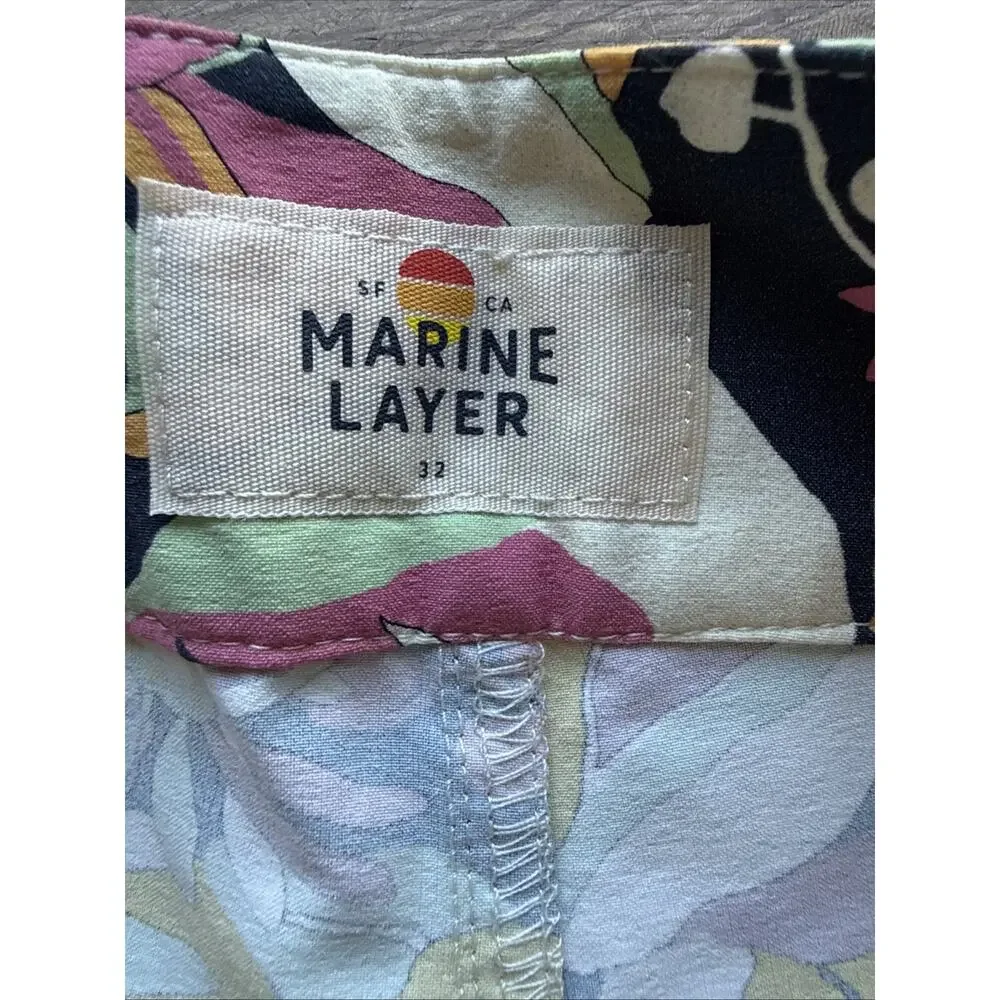 Marine Layer Coronado Board Shorts Men’s 32 6” Floral Pink Yellow Swim Resort